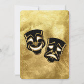 ブラック金ゴールドグリッターコメディ&悲劇ブライダルシャワー 招待状 (裏面)