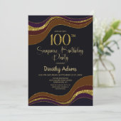 ブラック金ゴールドグリッターサプライズ100thバースデーパーティー 招待状 (スタンド正面)