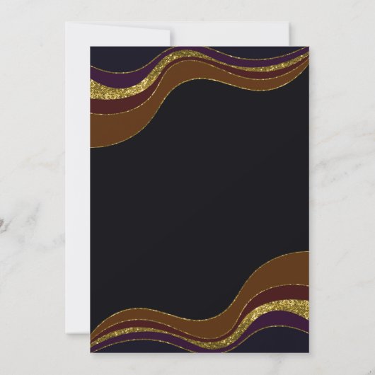 ブラック金ゴールドグリッターサプライズ80thバースデーパーティー 招待状 (裏面)