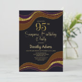 ブラック金ゴールドグリッターサプライズ95thバースデーパーティー 招待状 (スタンド正面)