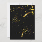 ブラック金ゴールドグリッターシャイニーツレッツパーティー誕生日 招待状 (裏面)