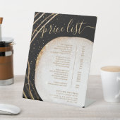 ブラック金ゴールドグリッタースタイリストサロン価格表メニュー 台座サイン (インサイチュ)