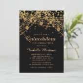 ブラック金ゴールドグリッターストリングライツキンチェニェラ 招待状 (スタンド正面)