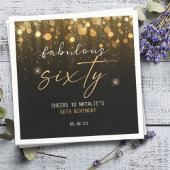 ブラック金ゴールドグリッタースパークルグラム60誕生日 スタンダードカクテルナプキン