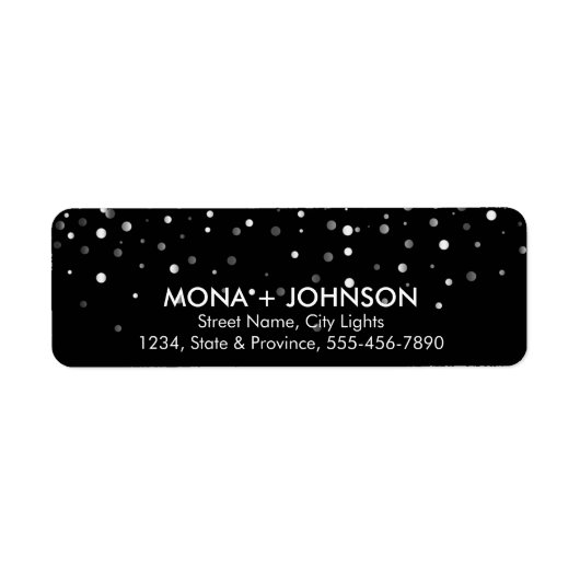 ブラック金ゴールドグリッタースパークル紙吹雪ドットモダン ラベル (正面)