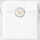 ブラック金ゴールドグリッタースパークル紙吹雪ドット誕生日 ラウンドシール (バッグ)