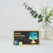 ブラック金ゴールドグリッターティール（緑がかった色）銀河系ケーキベーカリー 名刺 (スタンド正面)