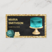 ブラック金ゴールドグリッターティール（緑がかった色）銀河系ケーキベーカリー 名刺 (正面)