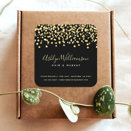 ブラック金ゴールドグリッタードット美容師メイクアップアーティスト スクエアシール