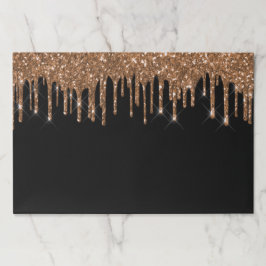 ブラック金ゴールドグリッタードリップパーティー紙ランチョンマット ペーパーパッド