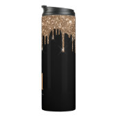 ブラック金ゴールドグリッタードリップモノグラムエレガントスパークル タンブラー (回転右)