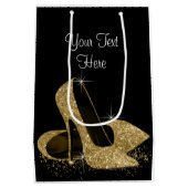 ブラック金ゴールドグリッターハイヒールシューズ ミディアムペーパーバッグ (裏面)