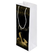 ブラック金ゴールドグリッターハイヒールシューズ ワインギフトバッグ (裏面アングル)