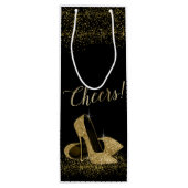 ブラック金ゴールドグリッターハイヒールシューズ ワインギフトバッグ (裏面)