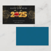 ブラック金ゴールドグリッターハッピーニューイヤー2025カード 名刺 (正面/裏面)