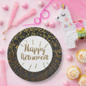 ブラック金ゴールドグリッターハッピーリタイアメント ペーパープレート (パーティー)