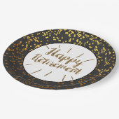 ブラック金ゴールドグリッターハッピーリタイアメント ペーパープレート (アングル)