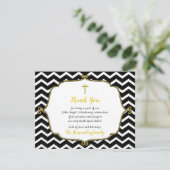 ブラック金ゴールドグリッターバプテスマありがとう 招待状 (スタンド正面)