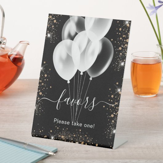 ブラック金ゴールドグリッターバルーンはゲストのサインを好む 台座サイン (インサイチュ)