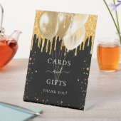 ブラック金ゴールドグリッターバルーンカードギフト 台座サイン (インサイチュ)