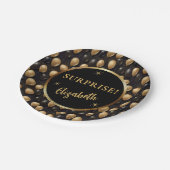 ブラック金ゴールドグリッターバルーン誕生日サプライズ ペーパープレート (アングル)