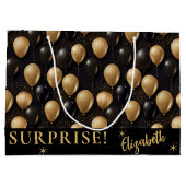 ブラック金ゴールドグリッターバルーン誕生日サプライズ ラージペーパーバッグ (裏面)
