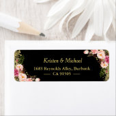 ブラック金ゴールドグリッターピンクフローラ ラベル (インサイチュ)