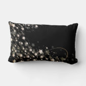 ブラック金ゴールドグリッターフェイクフォイル紙吹雪スター ランバークッション (裏面)