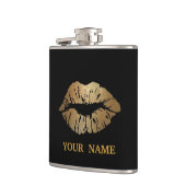 ブラック金ゴールドグリッターフェイクフォイル紙吹雪リップ フラスク (左)