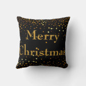 ブラック金ゴールドグリッターフォイル紙吹雪メリークリスマス クッション (裏面)