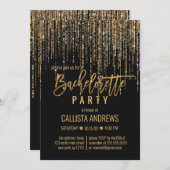 ブラック金ゴールドグリッターフリンジカーテンバチェロレッテ 招待状 (正面/裏面)