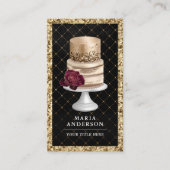 ブラック金ゴールドグリッターフローラケーキペストリーシェフベーカリー 名刺