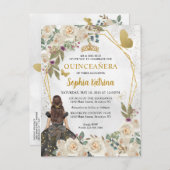 ブラック金ゴールドグリッターフローラプリンセスキンセアニラ インビテーションポストカード (正面/裏面)