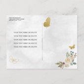 ブラック金ゴールドグリッターフローラプリンセスキンセアニラ インビテーションポストカード (裏面)