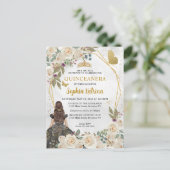 ブラック金ゴールドグリッターフローラプリンセスキンセアニラ インビテーションポストカード (スタンド正面)