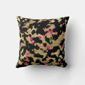 ブラック金ゴールドグリッターホットピンク抽象芸術剥離ガラス クッション (裏面)