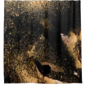 ブラック金ゴールドグリッターマーブルラかわいらしグリエレガントジュアリー シャワーカーテン (正面)