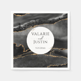 ブラック金ゴールドグリッターマーブル結婚ズナプキンス スタンダードカクテルナプキン