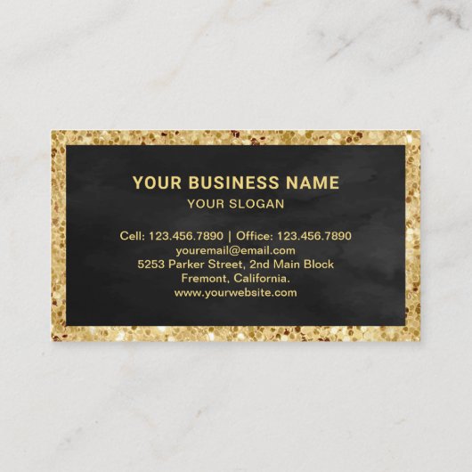 ブラック金ゴールドグリッターミントグリーンマーブルケーキベーカリー 名刺 (裏面)