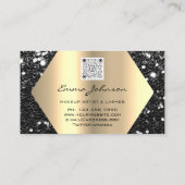 ブラック金ゴールドグリッターメイクアップアーティストまぶしQRコード 名刺 (裏面)