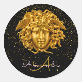 ブラック金ゴールドグリッターメドゥーサスクリプトオートオートクチュール ラウンドシール