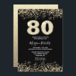 ブラック金ゴールドグリッターメンズ女性80thバースデーパーティー 招待状<br><div class="desc">ブラック金ゴールドグリッターメンズ女性80thバースデーパーティー招待美しいフェイク金ゴールドグリッター紙吹雪招待状。ニッチとネストストアでコレクションをマッチング。デザイン提供：スタジオデンマーク</div>