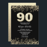 ブラック金ゴールドグリッターメンズ女性90thバースデーパーティー 招待状<br><div class="desc">ブラック金ゴールドグリッターメンズ女性90thバースデーパーティー招待美しいフェイク金ゴールドグリッター紙吹雪招待状。ニッチとネストストアでコレクションをマッチング。デザイン提供：スタジオデンマーク</div>