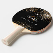 ブラック金ゴールドグリッターモノグラム名グリッター 卓球ラケット (正面アングル)