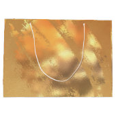 ブラック金ゴールドグリッターモノグラム名前をカスタムすると日付 ラージペーパーバッグ (裏面)