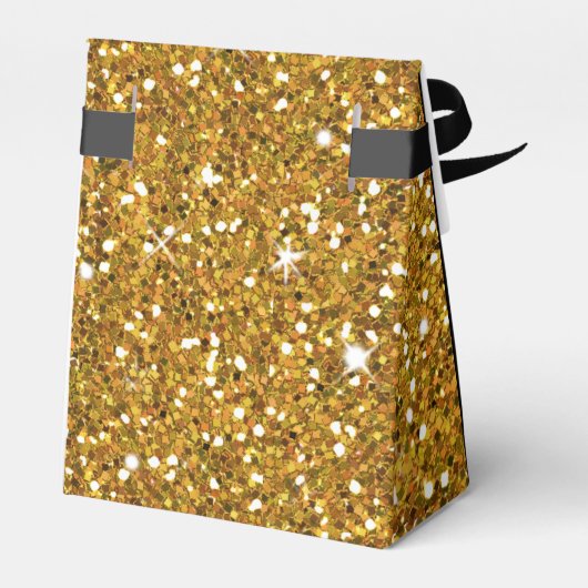 ブラック金ゴールドグリッターモノグラム結婚式の引き出物ボックス フェイバーボックス (裏面サイド)