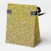 ブラック金ゴールドグリッターモノグラム結婚式の引き出物ボックス フェイバーボックス (裏面サイド)