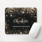ブラック金ゴールドグリッターモノグラムinitails名 マウスパッド (マウス)