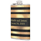 ブラック金ゴールドグリッターモノグ結婚ラム フラスク (左)