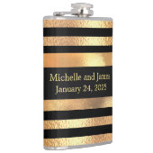 ブラック金ゴールドグリッターモノグ結婚ラム フラスク (右)